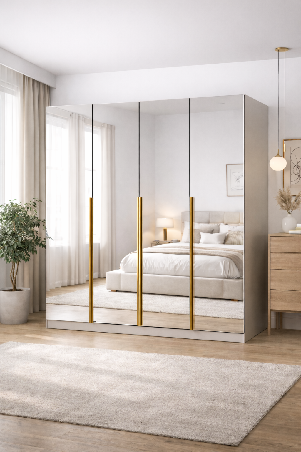 Szafa Uchylna 200 cm Kaszmir z Lustrami TIZA Garderoba