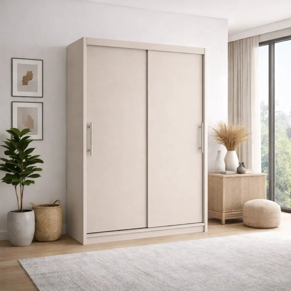 Mała Szafa Przesuwna 100/110120cm Kaszmir z Lustrem TIKO1 – Mała Garderoba Milo Furniture
