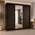 Szafa Przesuwna 180cm z Lustrem Wenge Czarna - TIO Milo Furniture