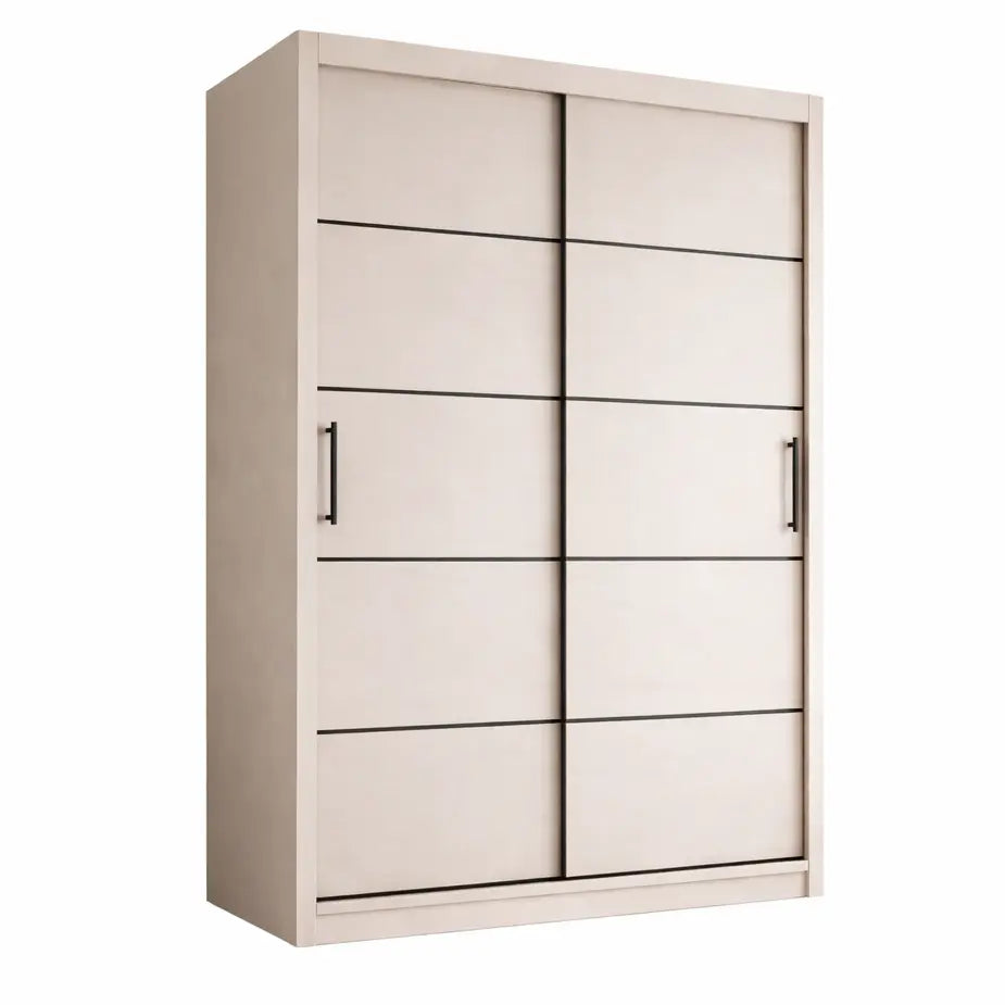 Szafa Przesuwna 100/110/120cm Kaszmir Czarne Listwy - Mała Garderoba Milo Furniture