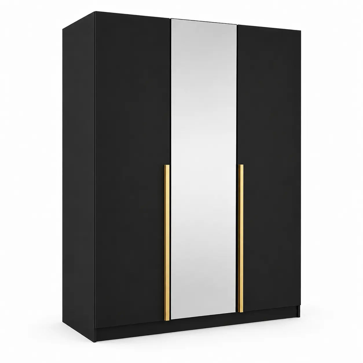 Szafa Uchylna 150cm z Lustrem Czarna – Nowoczesna Szafa do Sypialni Milo Furniture