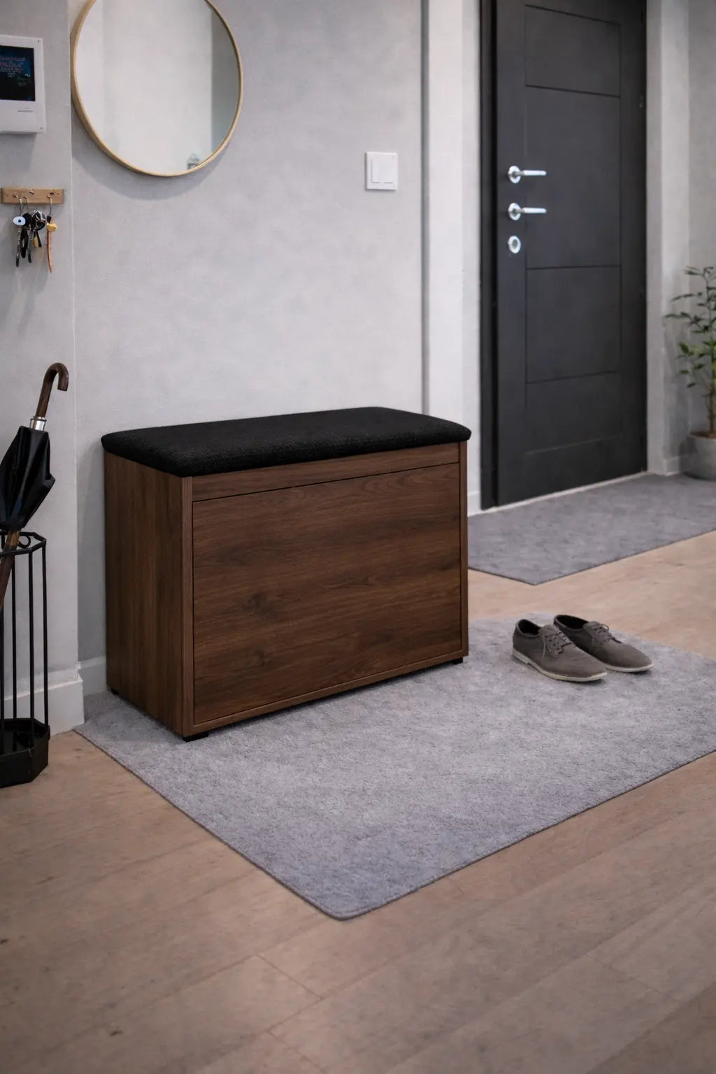 Szafka na buty z siedziskiem i schowkiem Dąb okapi do przedpokoju Lumo Milo Furniture