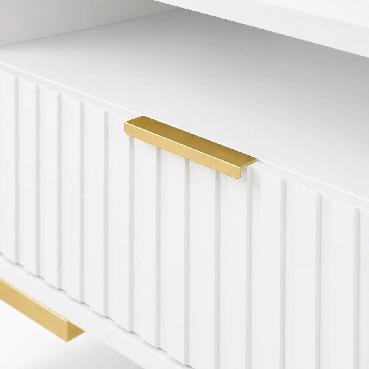 Szafka Nocna Biała Złote Nogi Ryflowana z Szufladą 42cm Milo Furniture