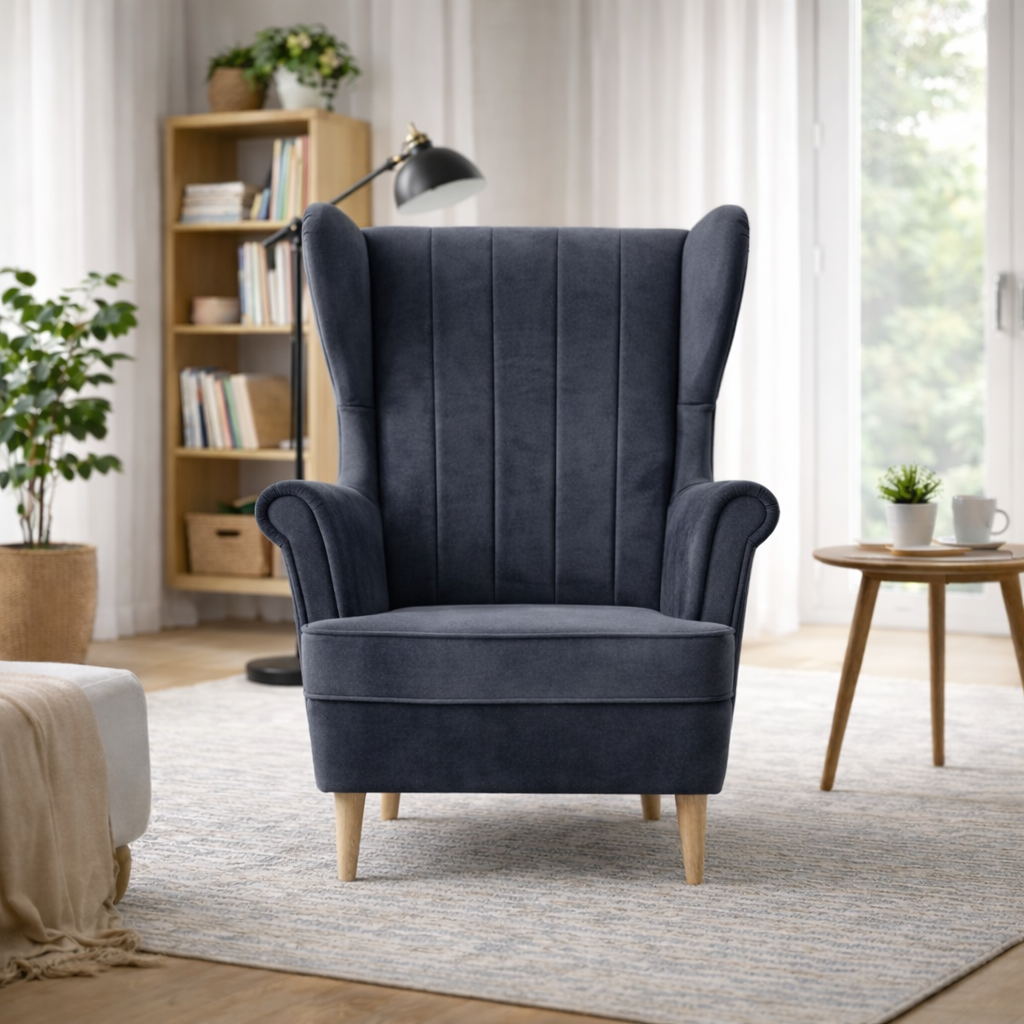 Fotel Uszak NIKO 2 HR40 Premium | Duży Wybór Tkanin | Podnóżek