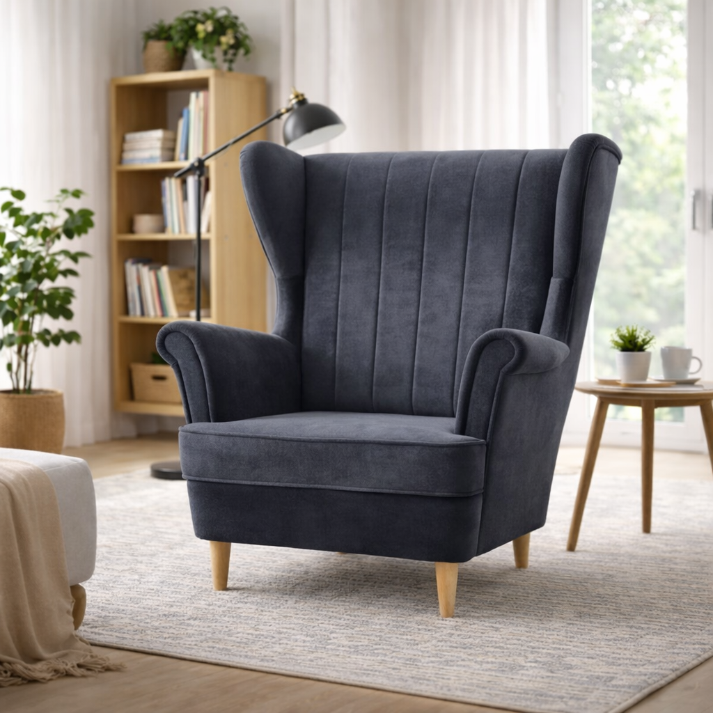 Fotel Uszak NIKO 2 HR40 Premium | Duży Wybór Tkanin | Podnóżek