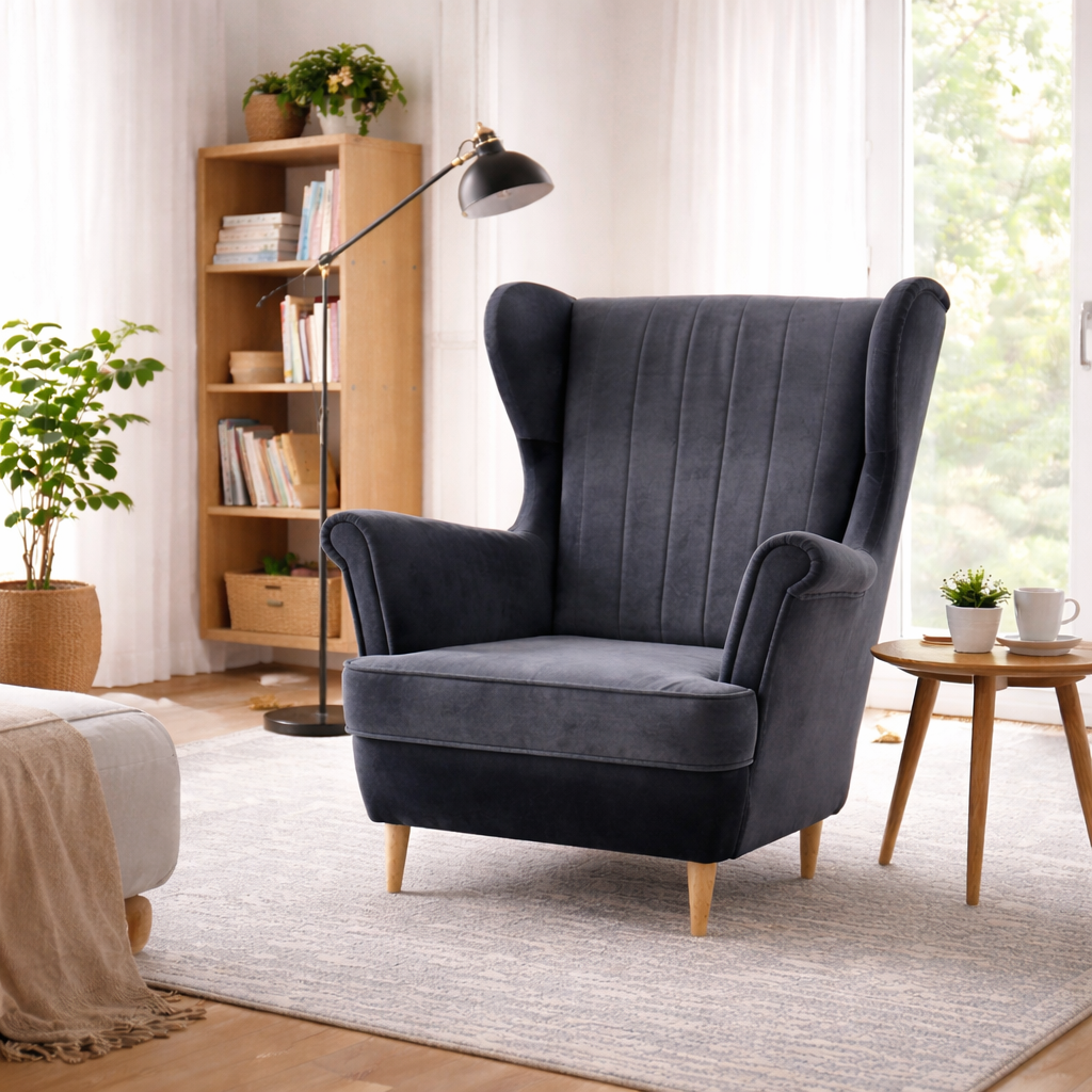 Fotel Uszak NIKO 2 HR40 Premium | Duży Wybór Tkanin | Podnóżek