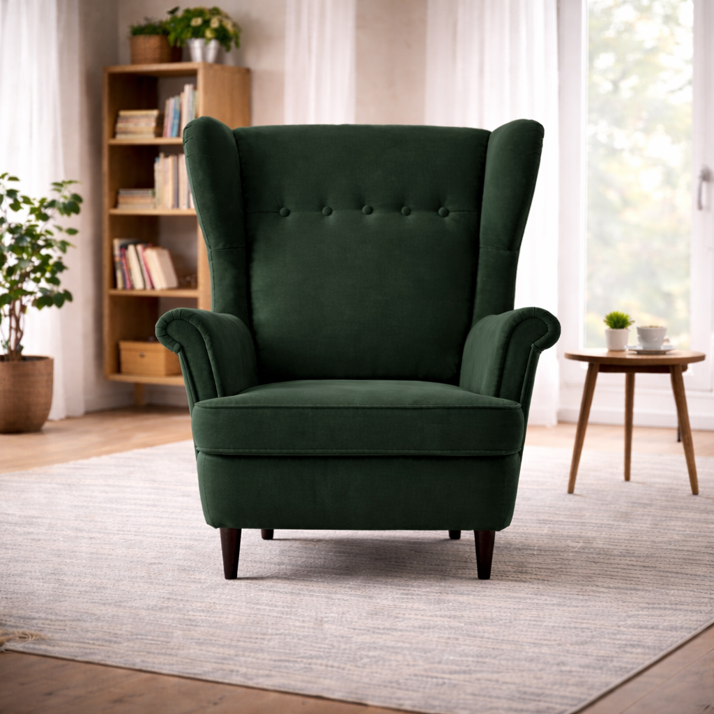 Fotel Uszak NIKO 3 HR40 Premium | Duży Wybór Tkanin | Podnóżek