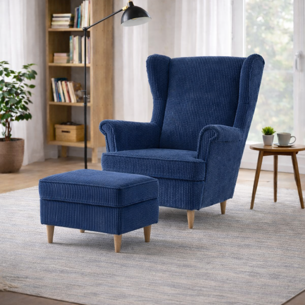 Fotel Uszak NIKO 4 HR40 Premium | Duży Wybór Tkanin | Podnóżek