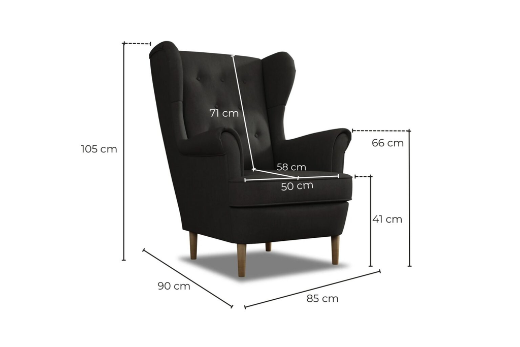 Fotel Uszak NIKO 3 HR40 Premium | Duży Wybór Tkanin | Podnóżek