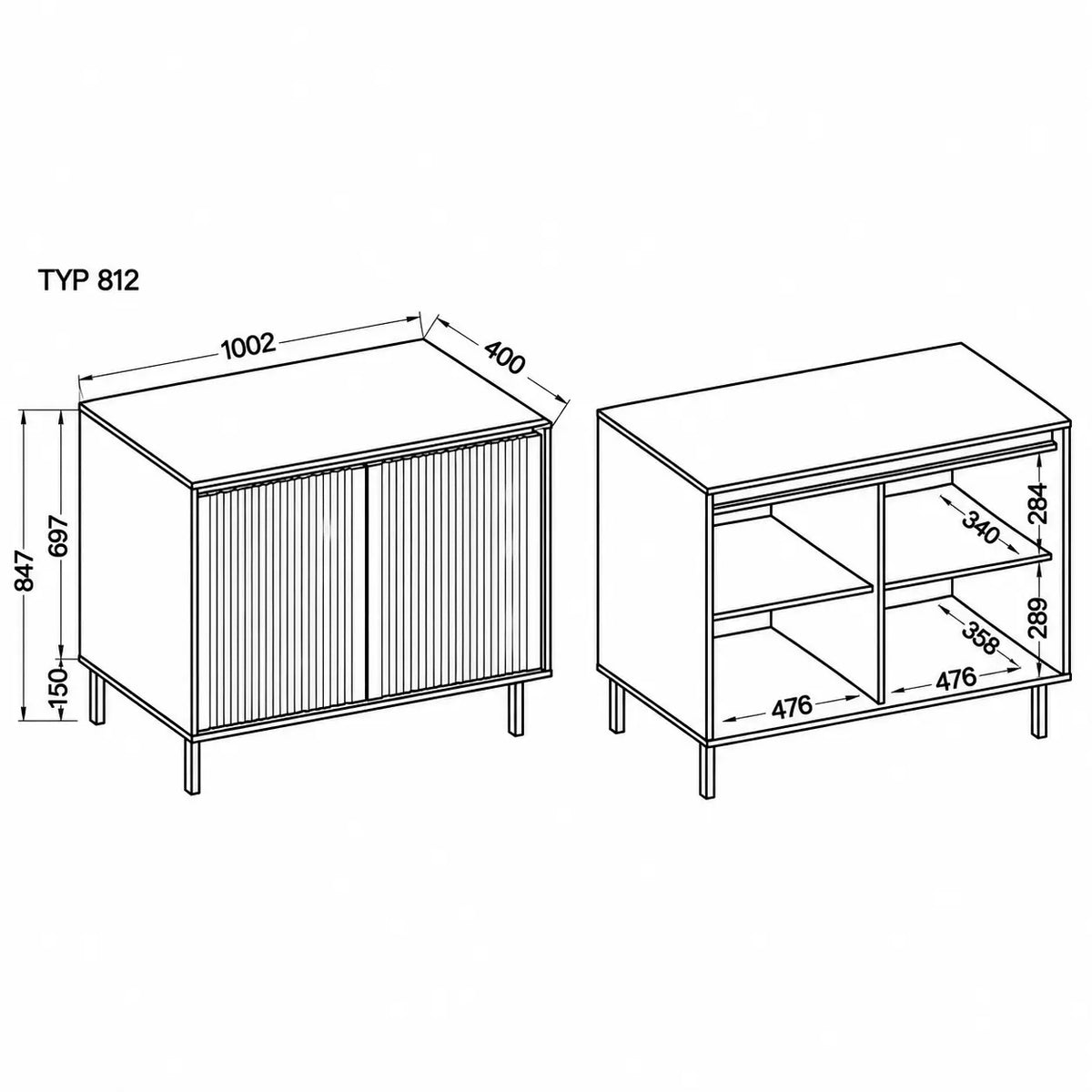 Komoda Dwudrzwiowa OSAKA 100cm Beż Piaskowy – Ryflowane Fronty Milo Furniture