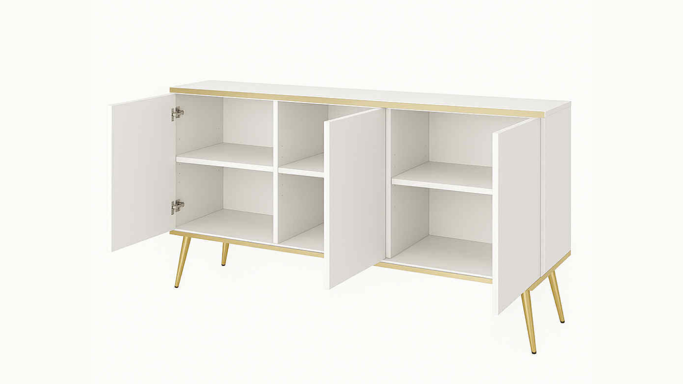 Komoda 150cm trzydrzwiowa Kaszmir Mia – subtelna elegancja w ciepłym odcieniu