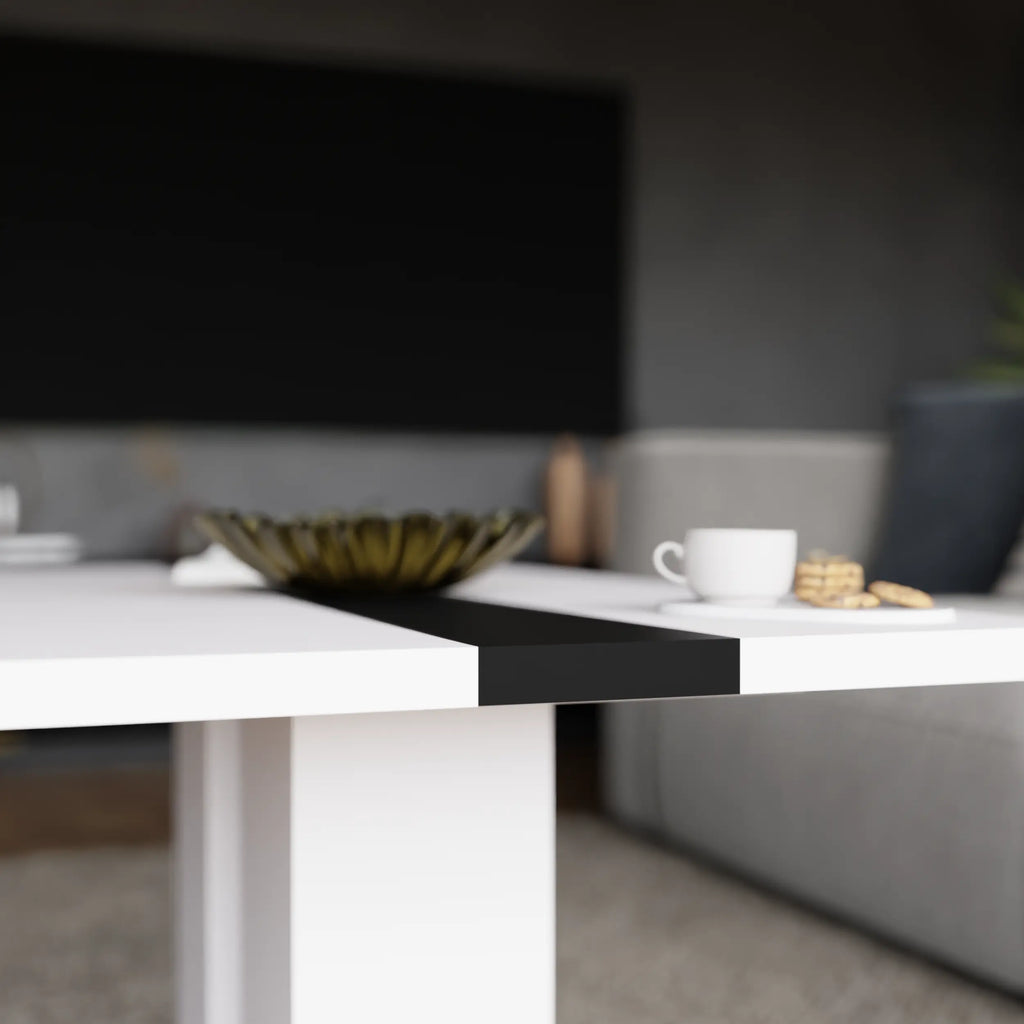 Ława Boston 110x60 cm Biała z Czarnym Akcentem Nowoczesna Ława do Salonu Milo Furniture