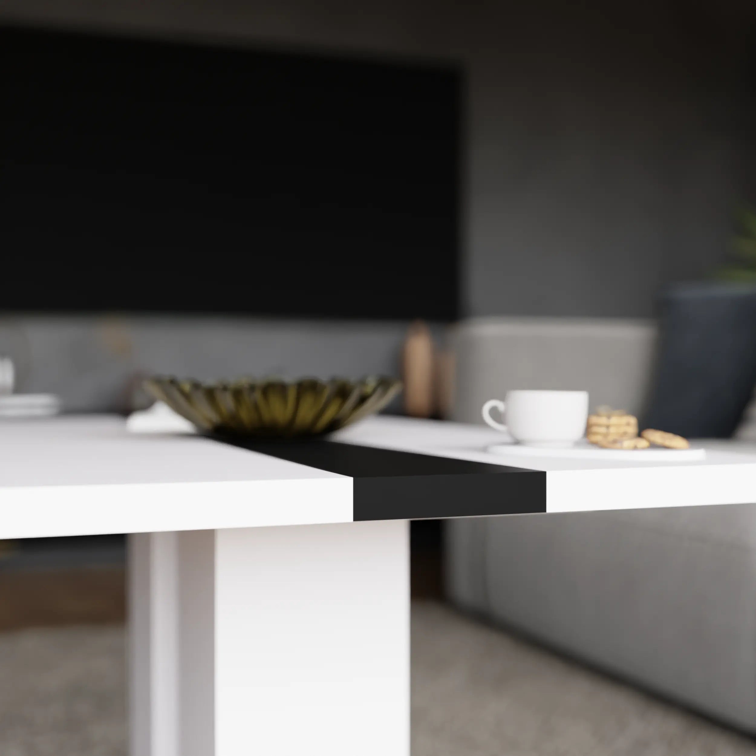 Ława Boston 110x60 cm Biała z Czarnym Akcentem Nowoczesna Ława do Salonu Milo Furniture