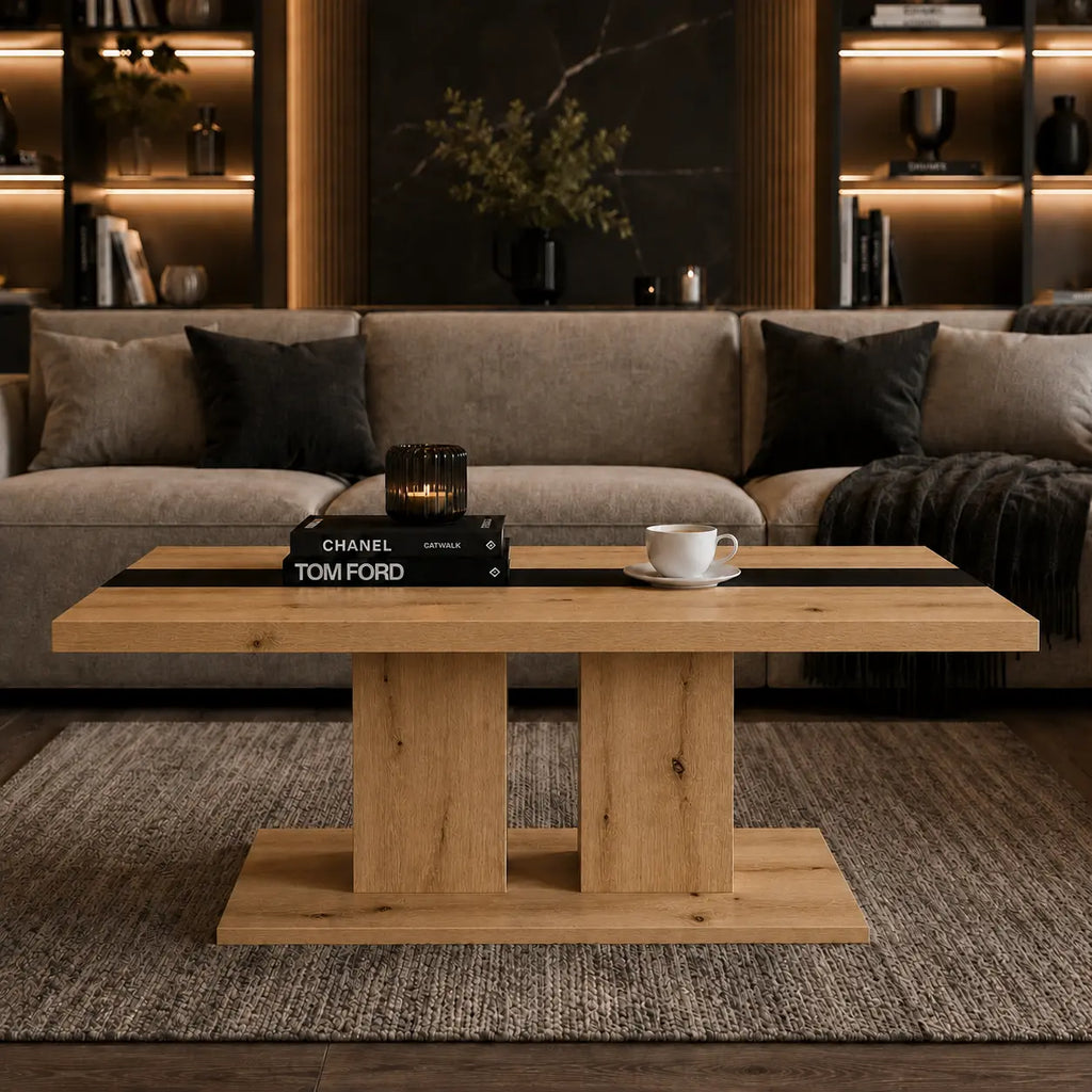 Ława Boston 110x60 cm Dąb Artisan Nowoczesna Ława do Salonu Stolik Kawowy Milo Furniture