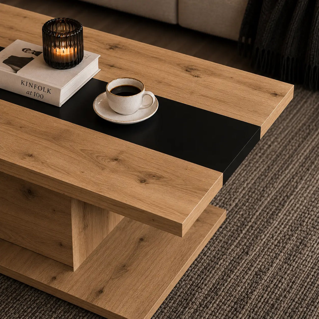 Ława Boston 110x60 cm Dąb Artisan Nowoczesna Ława do Salonu Stolik Kawowy Milo Furniture