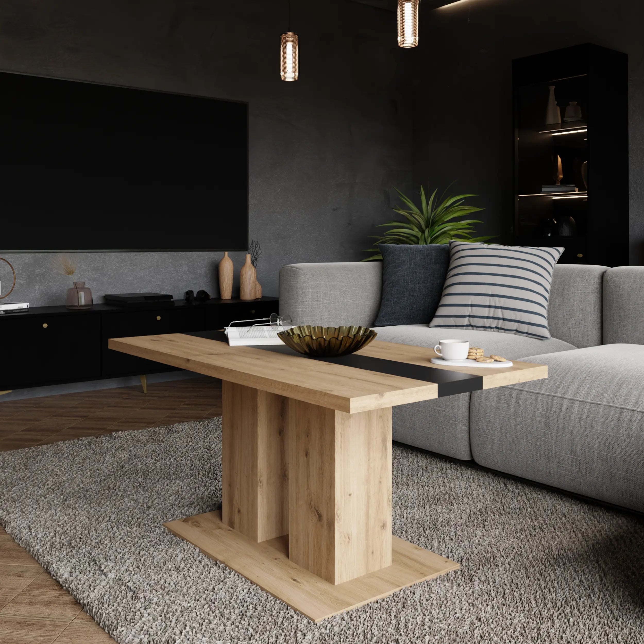Ława Boston 110x60 cm Dąb Artisan Nowoczesna Ława do Salonu Stolik Kawowy Milo Furniture