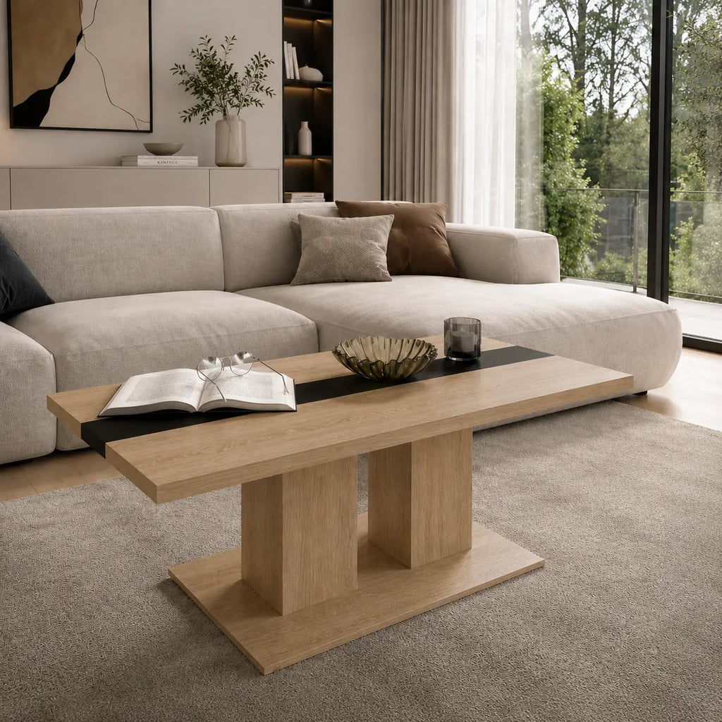 Ława Boston 110x60 cm Dąb Sonoma Nowoczesna Ława do Salonu Stolik Kawowy Milo Furniture