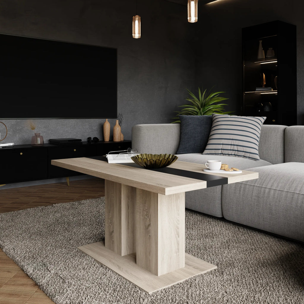 Ława Boston 110x60 cm Dąb Sonoma Nowoczesna Ława do Salonu Stolik Kawowy Milo Furniture
