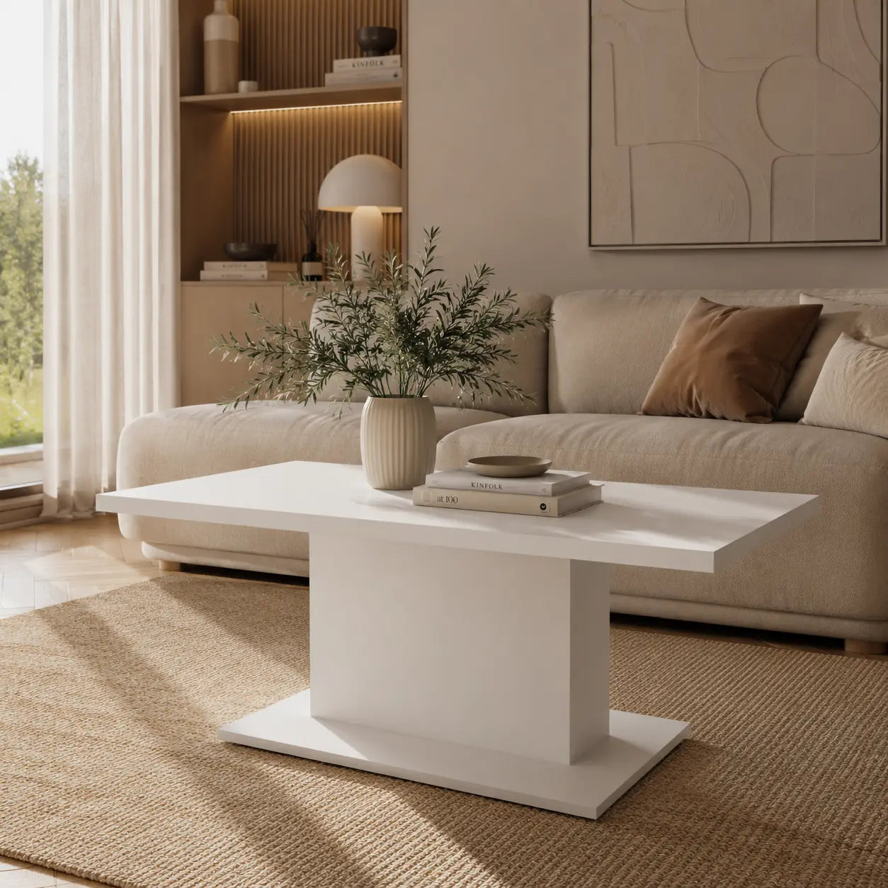 Ława Denver 110x60 cm Biała Nowoczesna Ława do Salonu Stolik Kawowy Milo Furniture