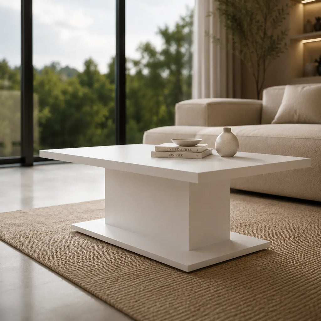 Ława Denver 110x60 cm Biała Nowoczesna Ława do Salonu Stolik Kawowy Milo Furniture