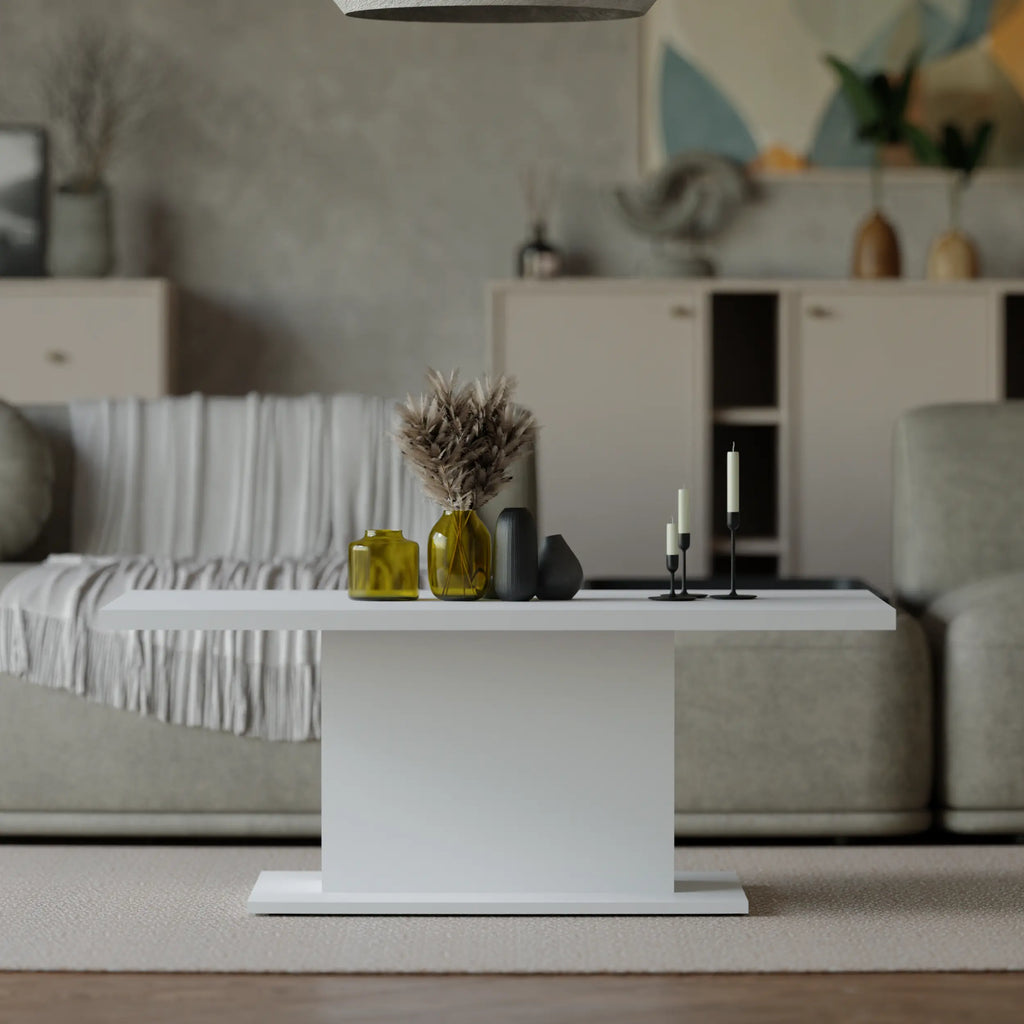 Ława Denver 110x60 cm Biała Nowoczesna Ława do Salonu Stolik Kawowy Milo Furniture