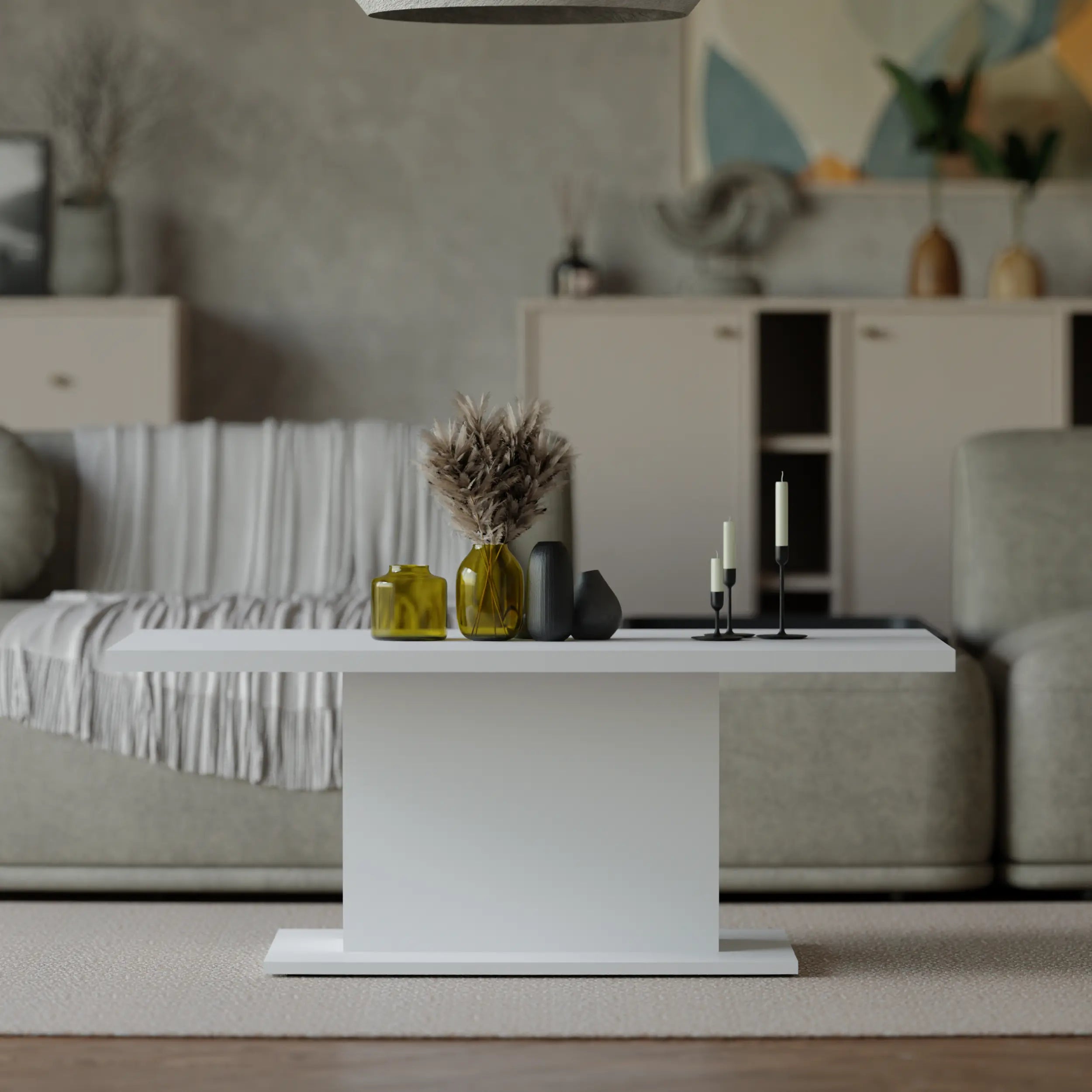 Ława Denver 110x60 cm Biała Nowoczesna Ława do Salonu Stolik Kawowy Milo Furniture
