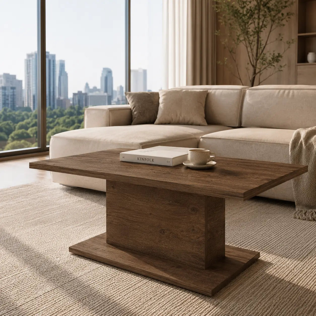 Ława Denver 110x60 cm Dąb Lefkas Nowoczesna Ława do Salonu Stolik Kawowy Milo Furniture