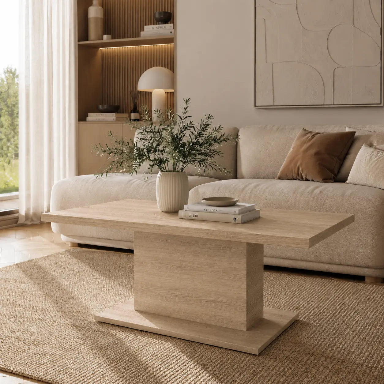 Ława Denver 110x60 cm Dąb Sonoma Nowoczesna Ława do Salonu Stolik Kawowy Milo Furniture