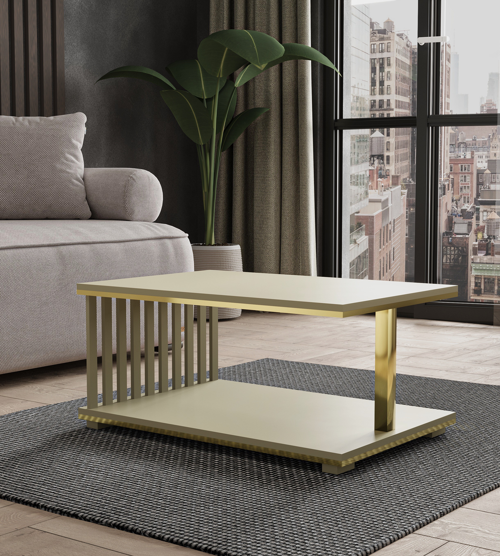 Ława/Stolik Siena Gold kaszmir złoty 110x60 – elegancja w nowoczesnym wydaniu