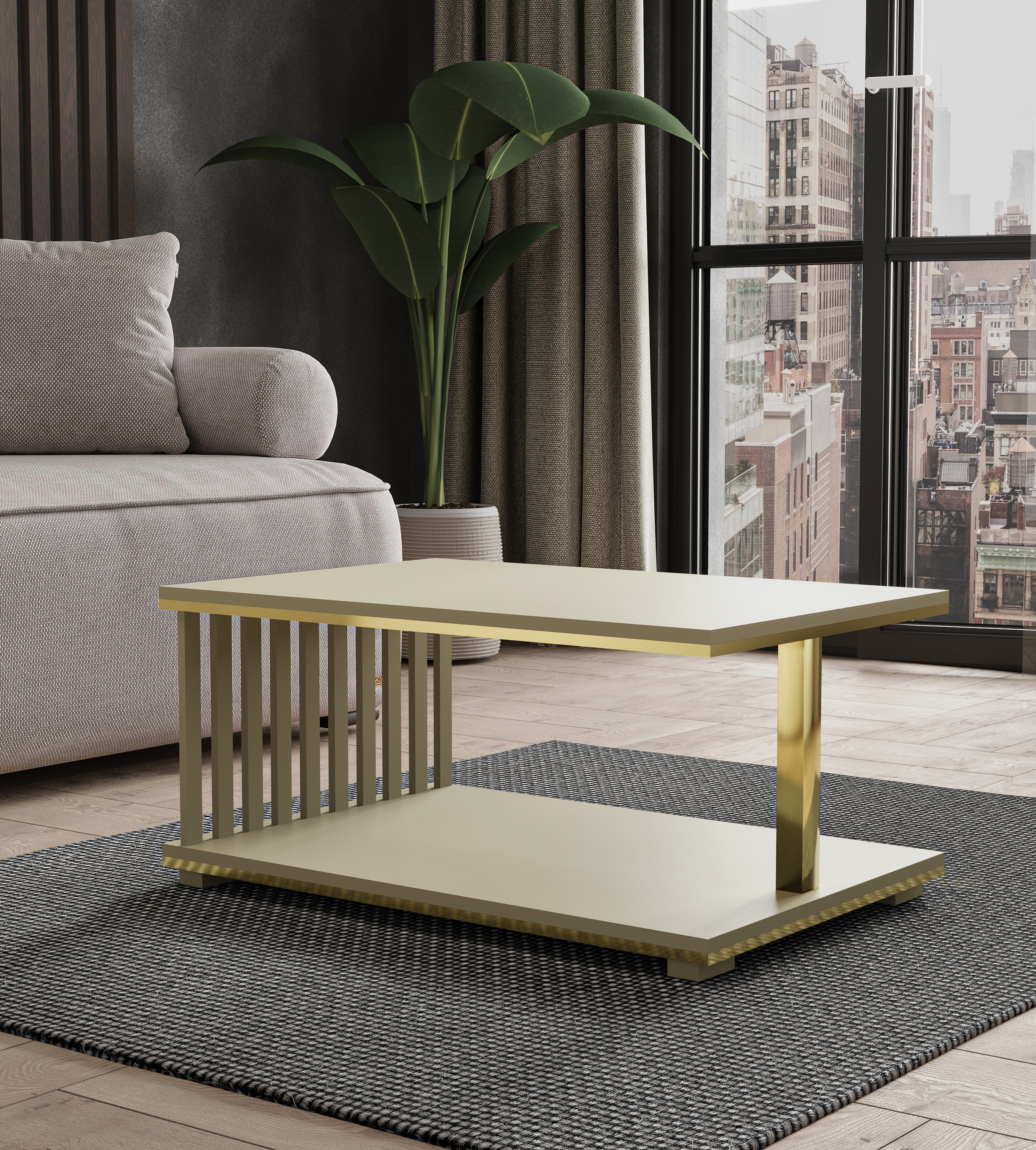 Ława/Stolik Siena Gold kaszmir złoty 110x60 – elegancja w nowoczesnym wydaniu