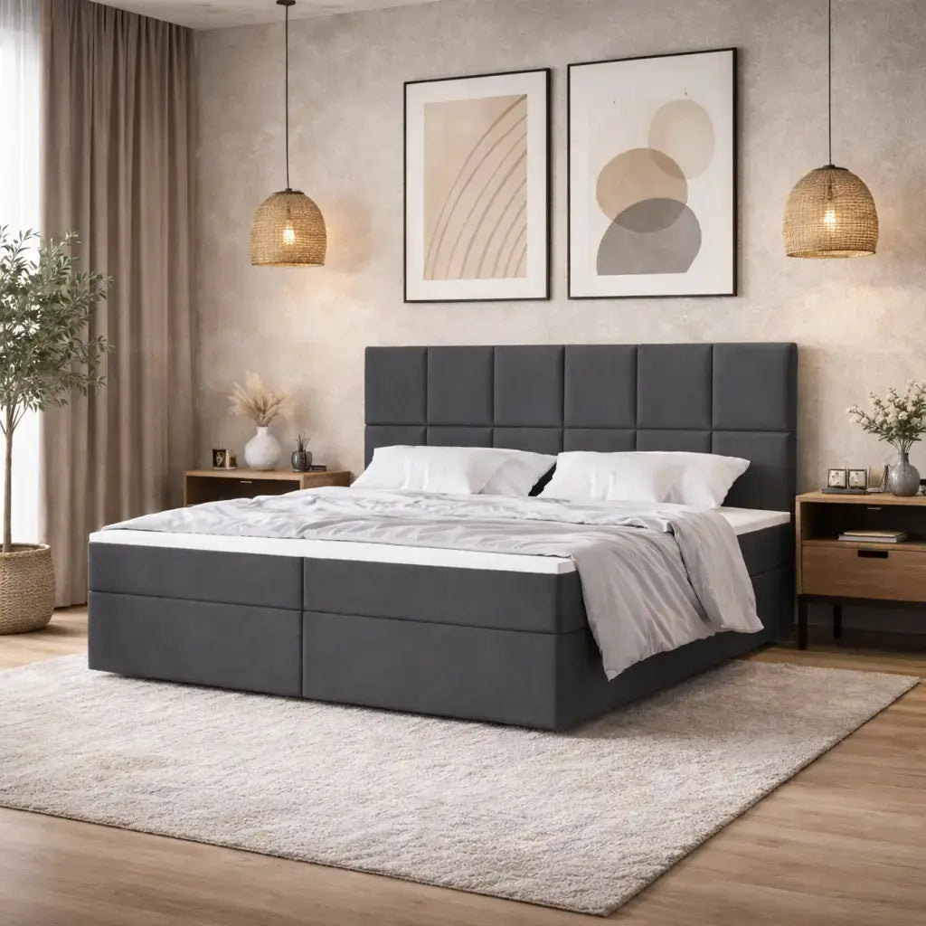 Łóżko Kontynentalne LUNO z Materacem 140–180x200 Monolith Komfort Nowoczesne Milo Furniture
