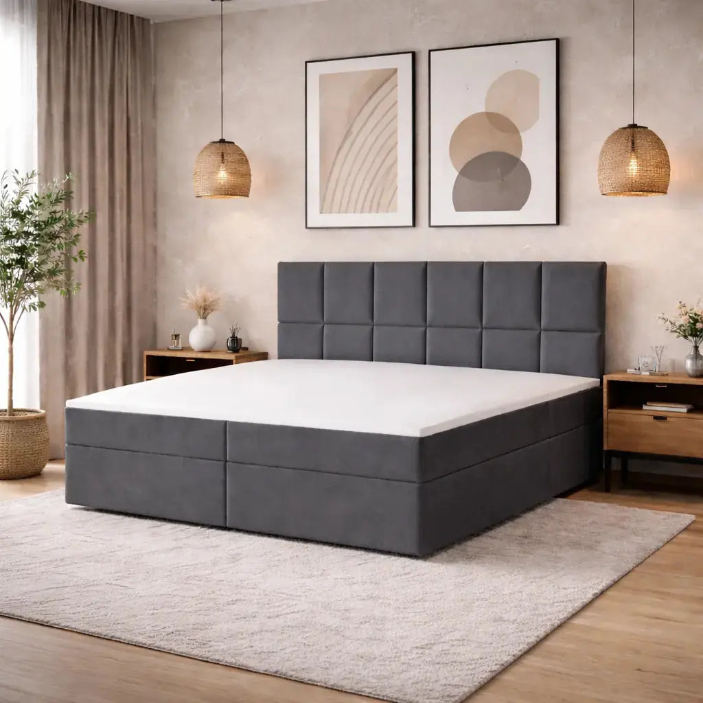 Łóżko Kontynentalne LUNO z Materacem 140–180x200 Monolith Komfort Nowoczesne Milo Furniture