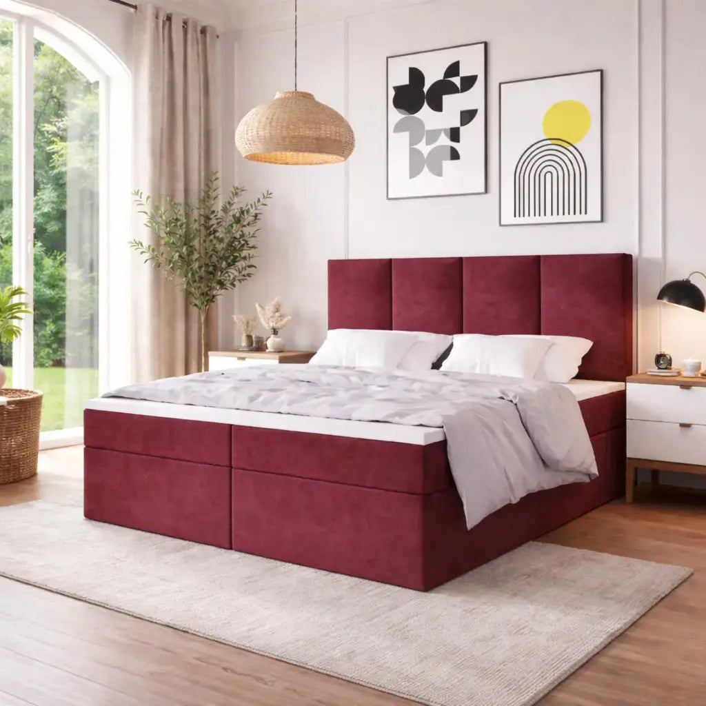 Łóżko Kontynentalne KAPI z Materacem 140–180x200 Monolith Pojemnik Komfortowe Milo Furniture