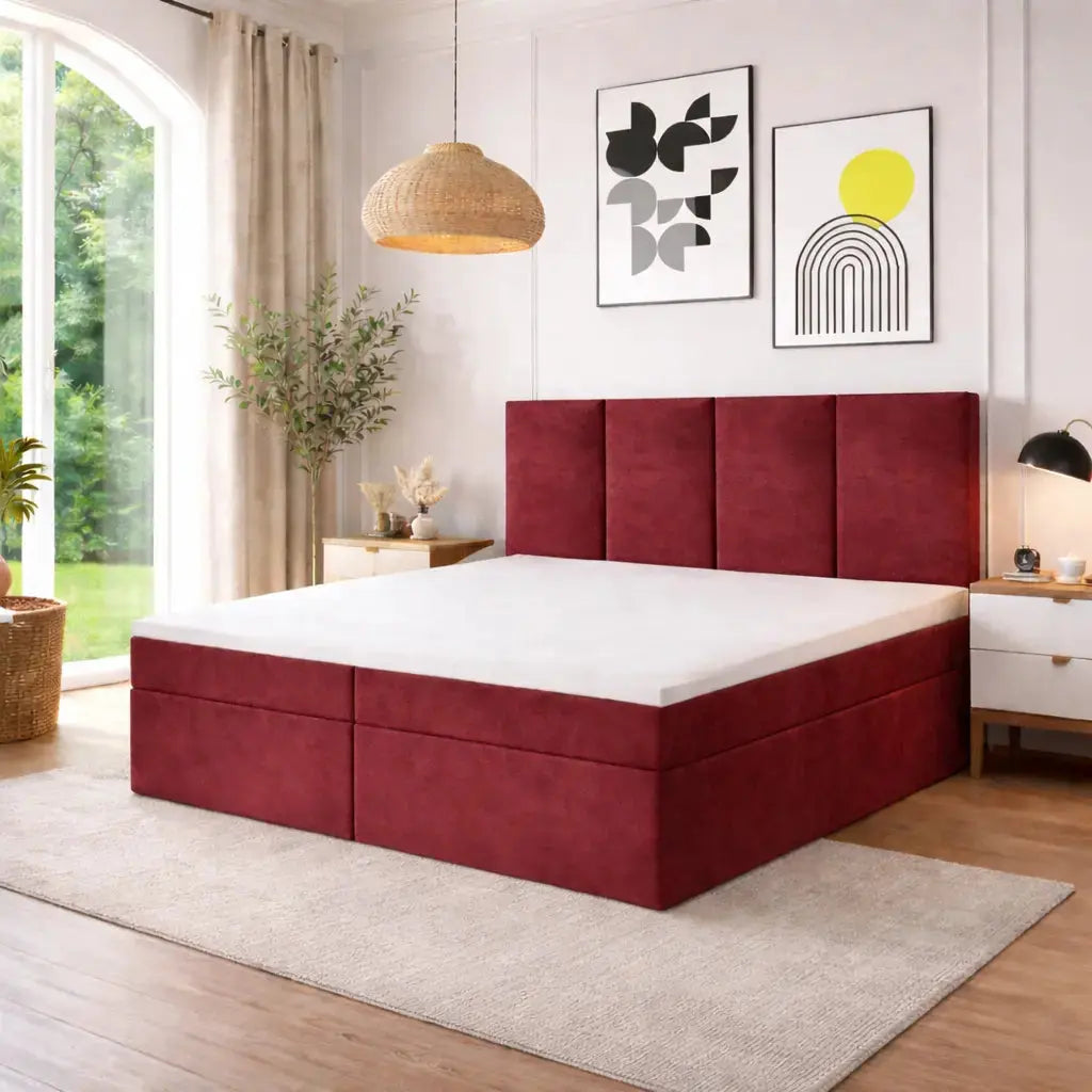 Łóżko Kontynentalne KAPI z Materacem 140–180x200 Monolith Pojemnik Komfortowe Milo Furniture