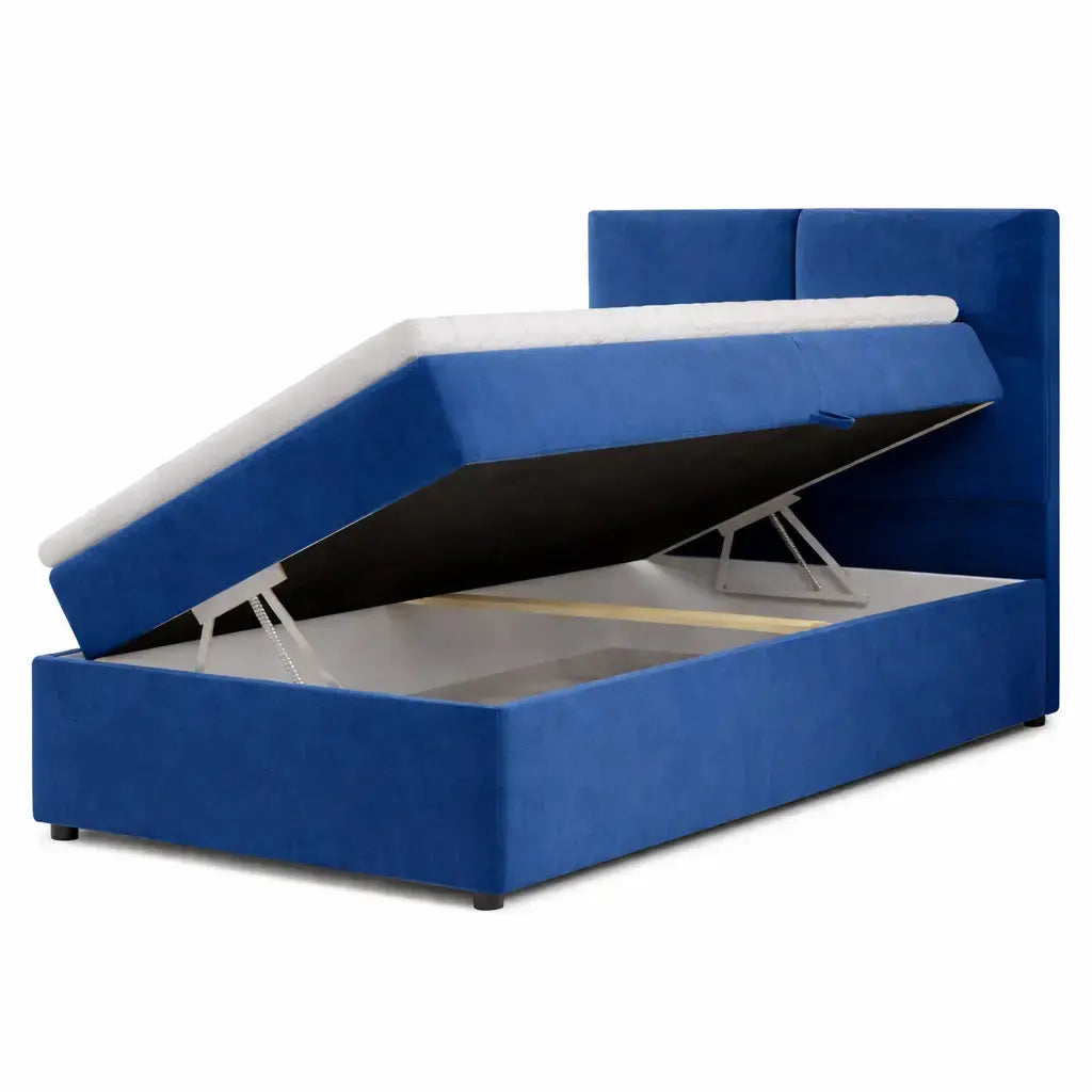 Łóżko Kontynentalne NANI 90x200 z Materacem Pojemnik Monolith Boucle Komfort Milo Furniture