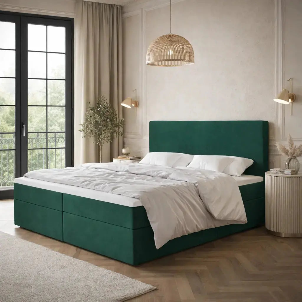 Łóżko Kontynentalne DANI z Materacem 140–180x200 Monolith Pojemnik Komfortowe Milo Furniture