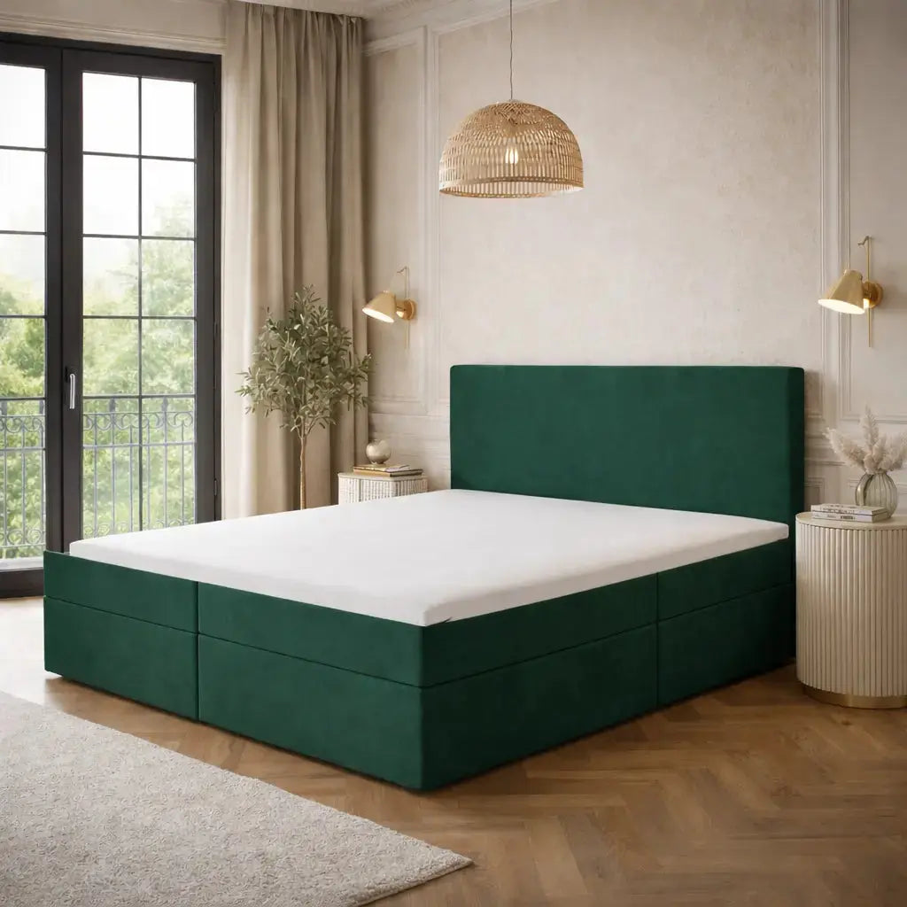 Łóżko Kontynentalne DANI z Materacem 140–180x200 Monolith Pojemnik Komfortowe Milo Furniture