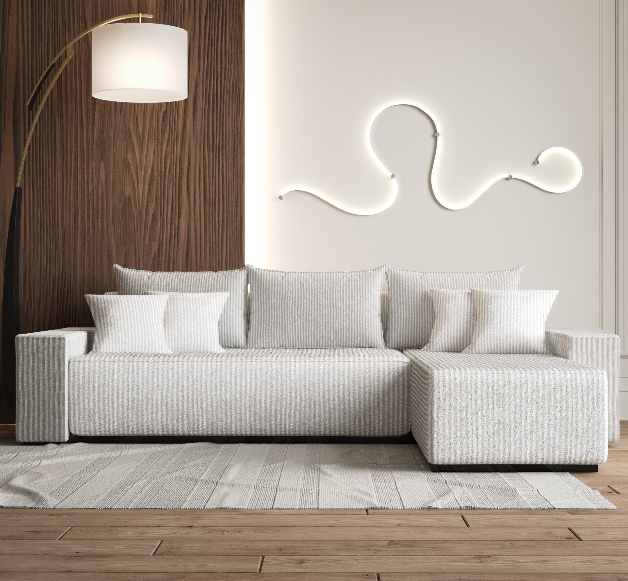 Mały narożnik z funkcją spania i pojemnikiem na pościel 238x140cm TEDEN