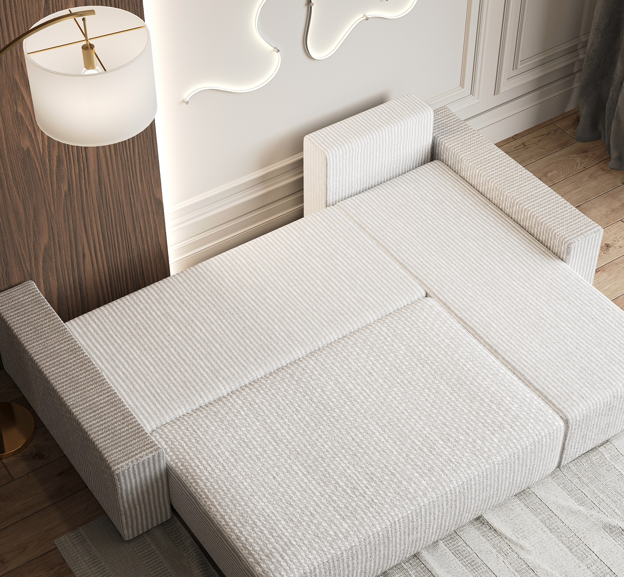 Mały narożnik z funkcją spania i pojemnikiem na pościel 238x140cm TEDEN