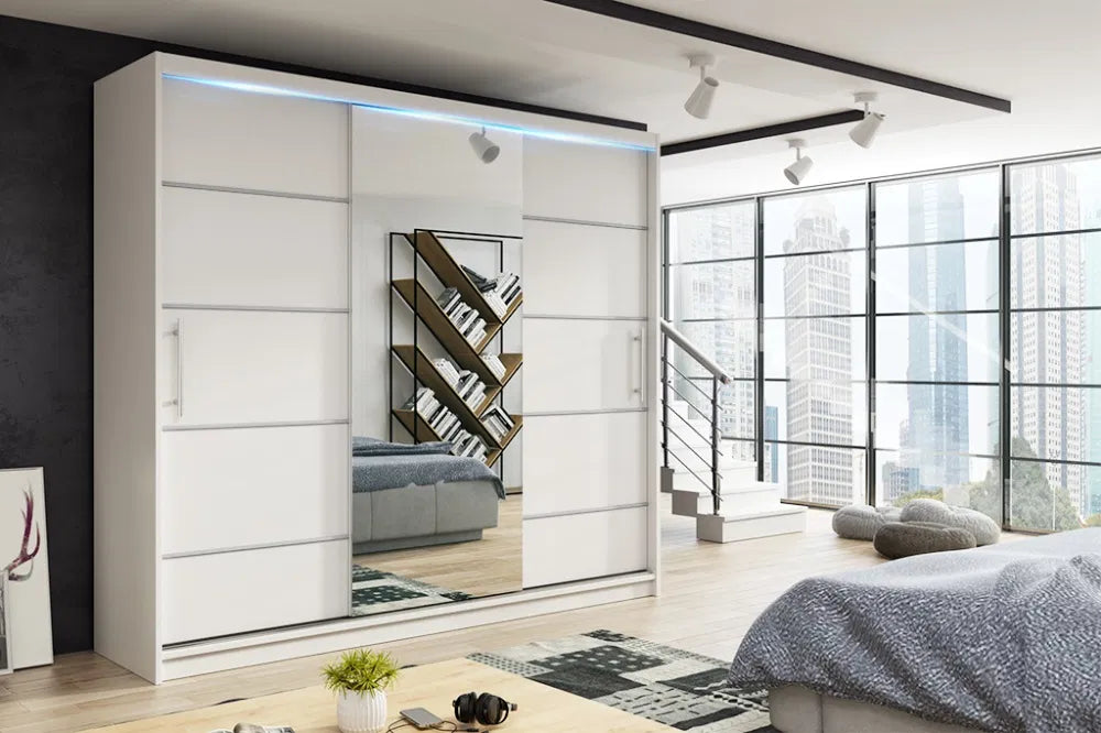 Szafa Przesuwna Garderoba z lustrem TIO3 180cm do Salonu i Sypialni