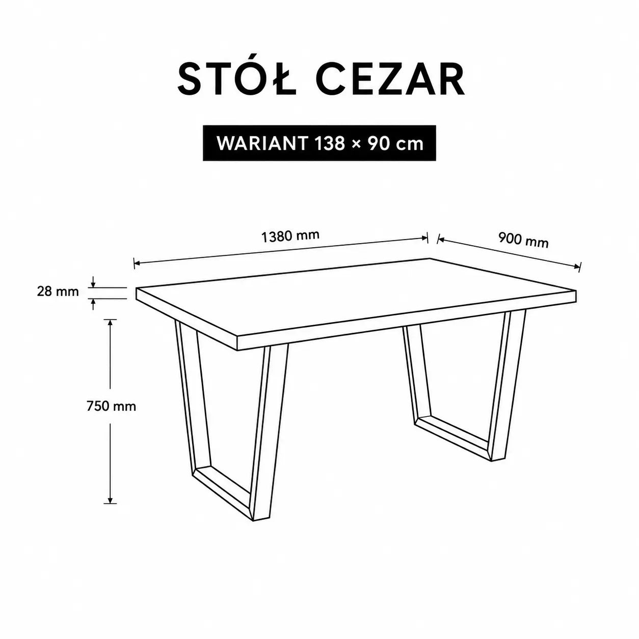 Stół Cezar 138x90 cm Biały / Dąb Lancelot Nowoczesny Stół do Jadalni i Salonu Milo Furniture