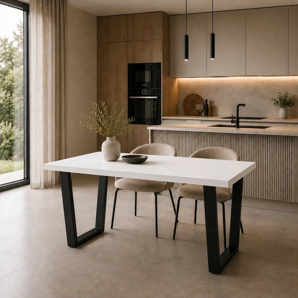 Stół Cezar 138x90 cm Biały / Dąb Lancelot Nowoczesny Stół do Jadalni i Salonu Milo Furniture