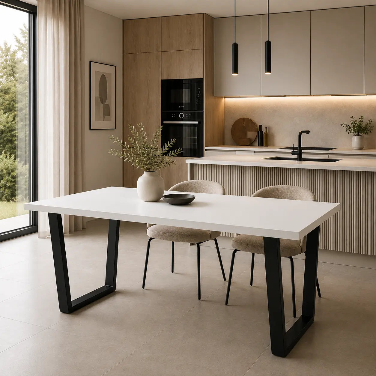 Stół Cezar 185x90 cm Biały / Dąb Lancelot Duży Stół do Jadalni i Salonu Milo Furniture