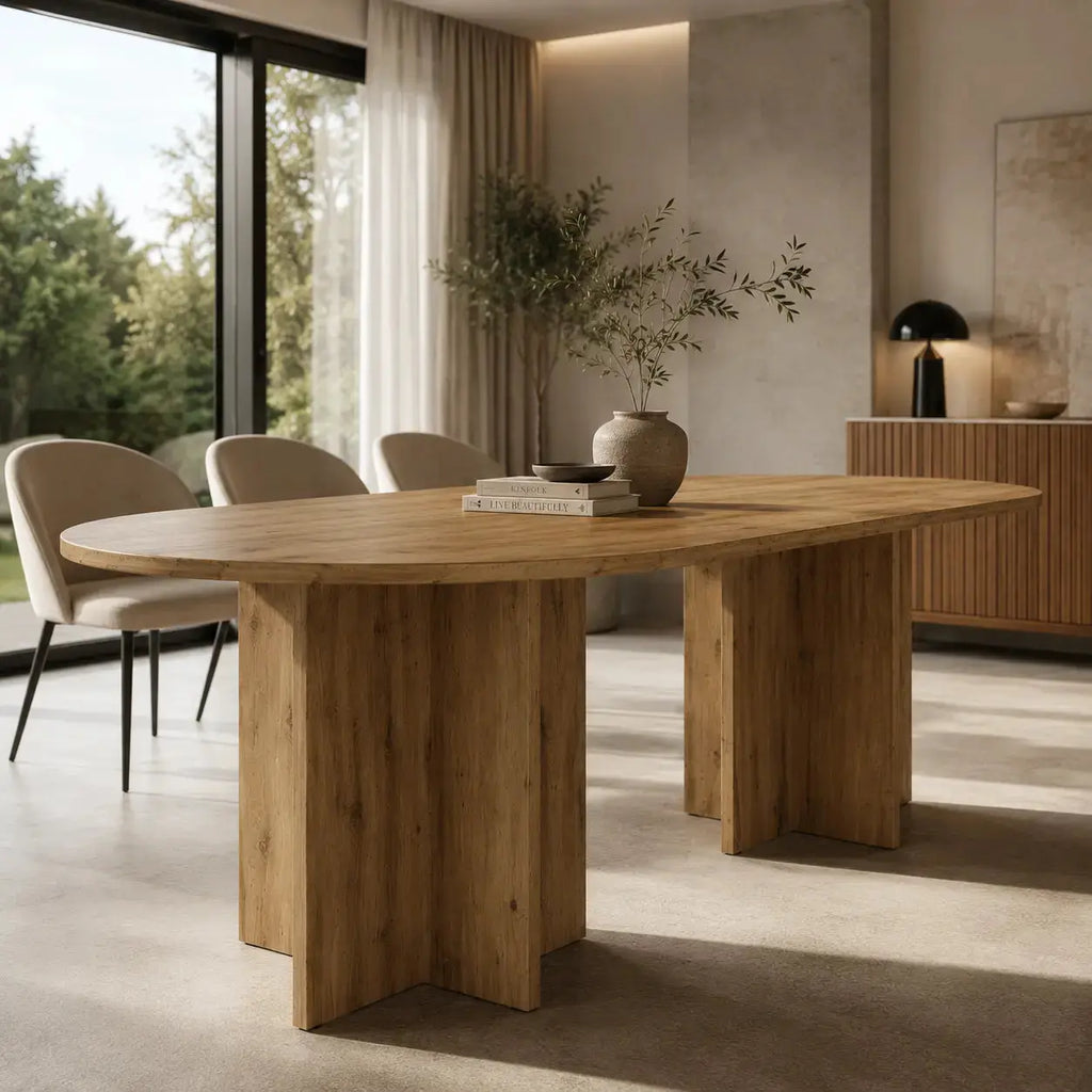 Stół LOEN 204x90 cm Dąb Artisan Owalny Stół do Jadalni i Salonu Milo Furniture