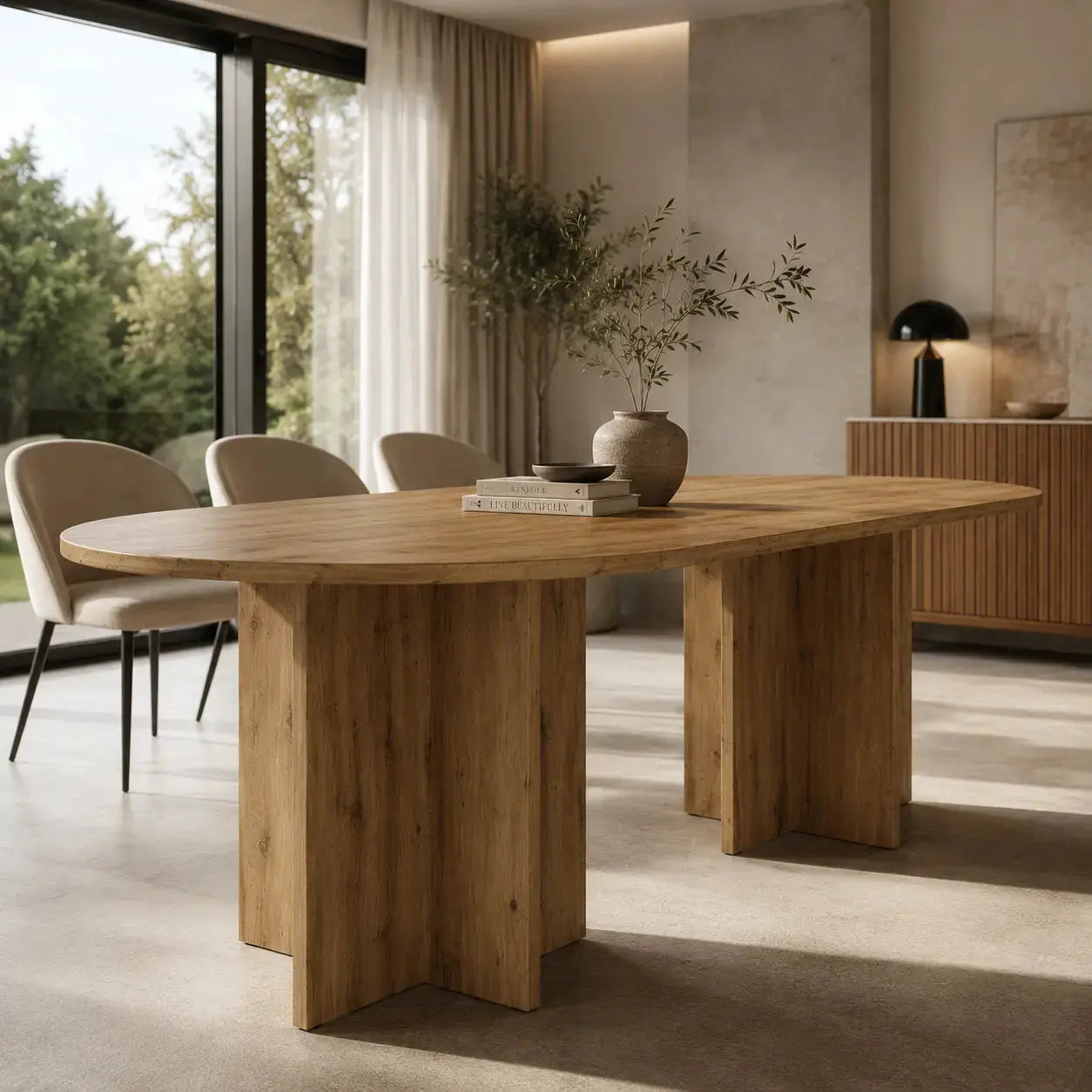 Stół LOEN 204x90 cm Dąb Artisan Owalny Stół do Jadalni i Salonu Milo Furniture