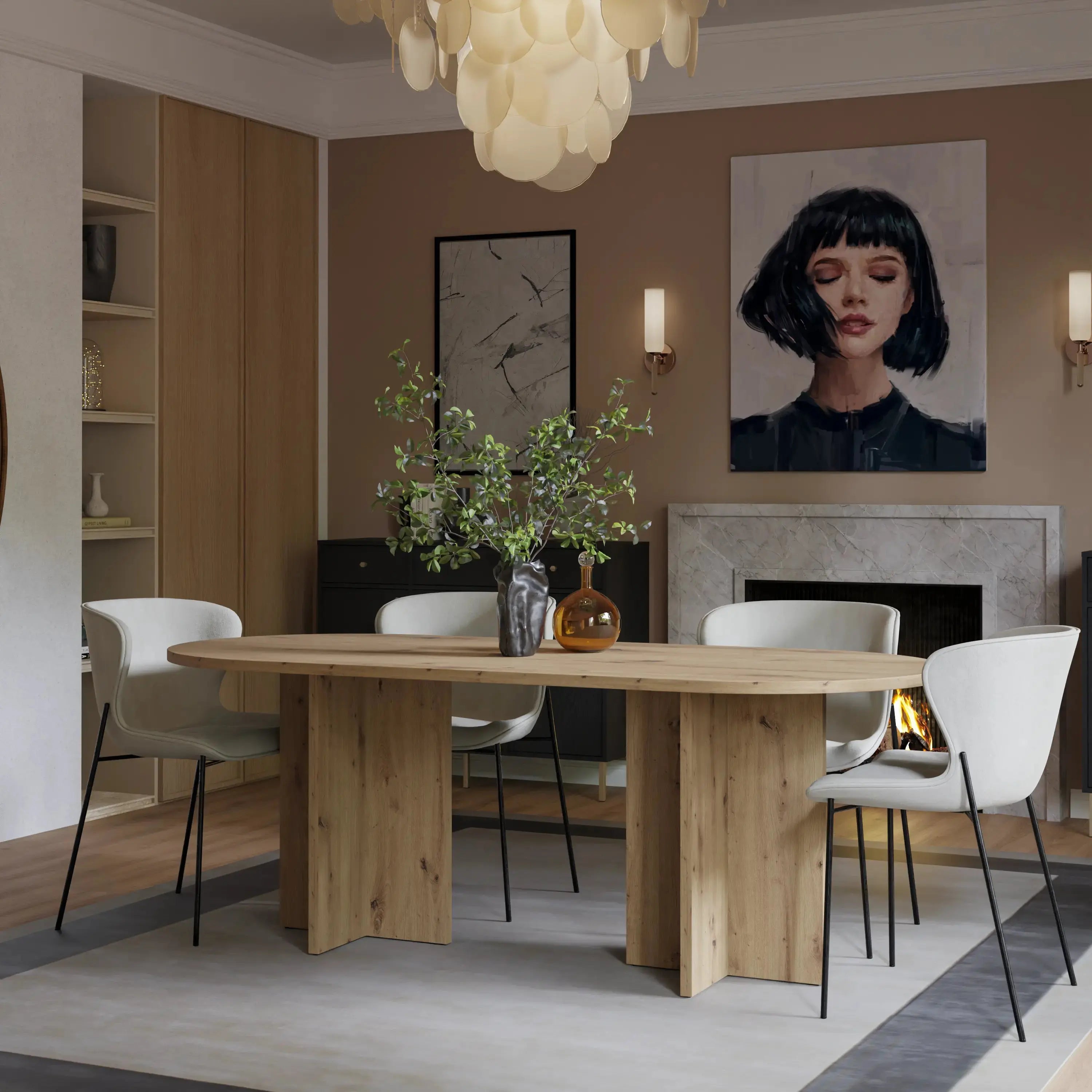 Stół LOEN 204x90 cm Dąb Artisan Owalny Stół do Jadalni i Salonu Milo Furniture