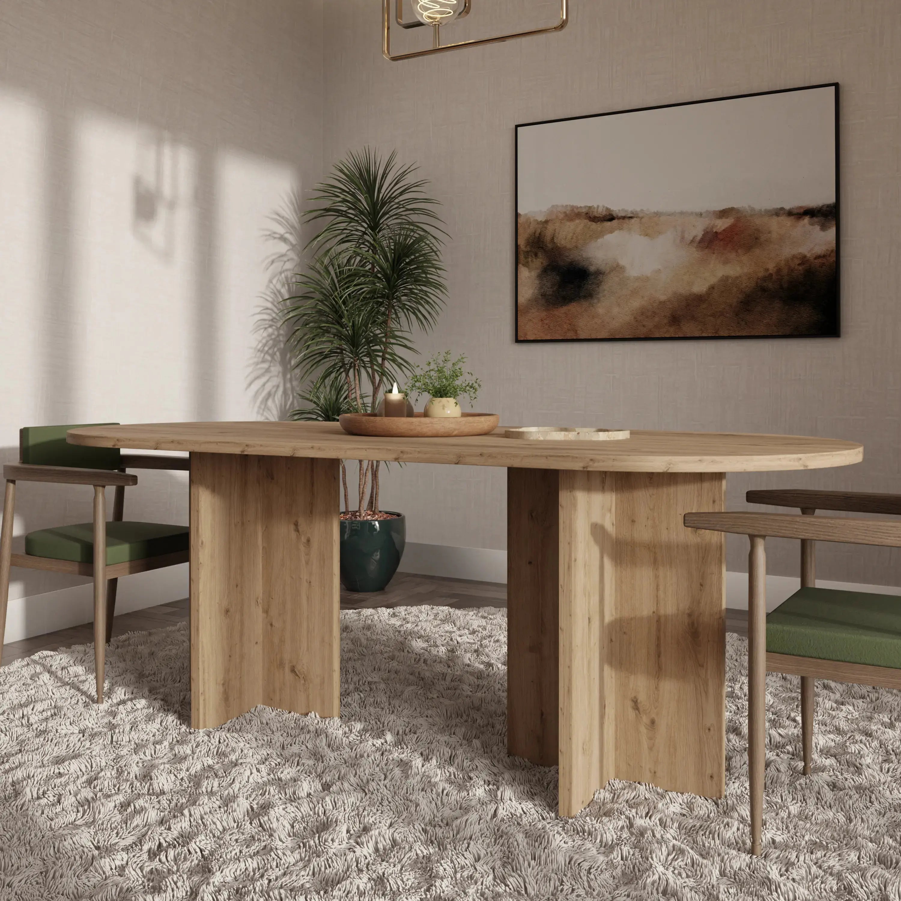 Stół LOEN 204x90 cm Dąb Artisan Owalny Stół do Jadalni i Salonu Milo Furniture