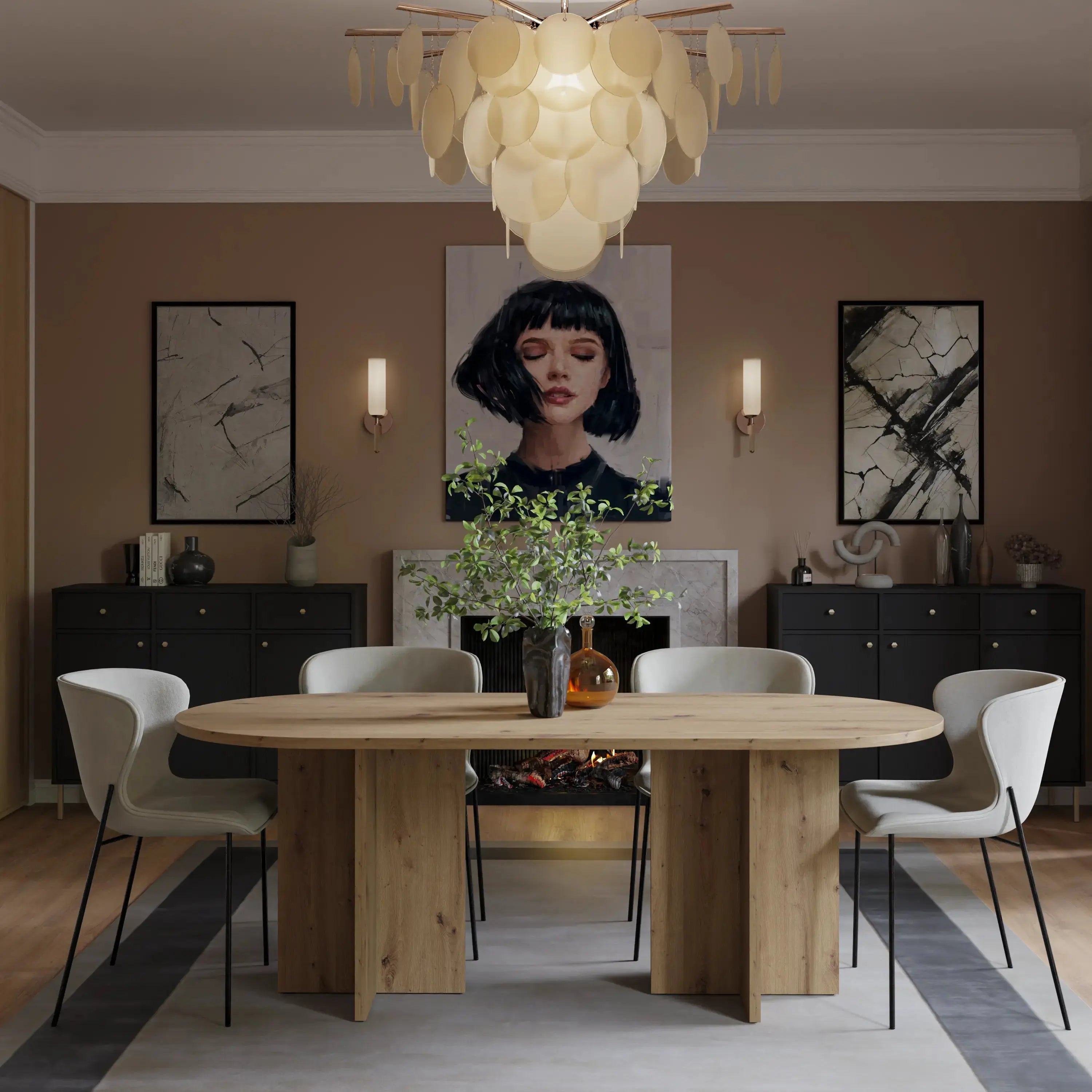 Stół LOEN 204x90 cm Dąb Artisan Owalny Stół do Jadalni i Salonu Milo Furniture
