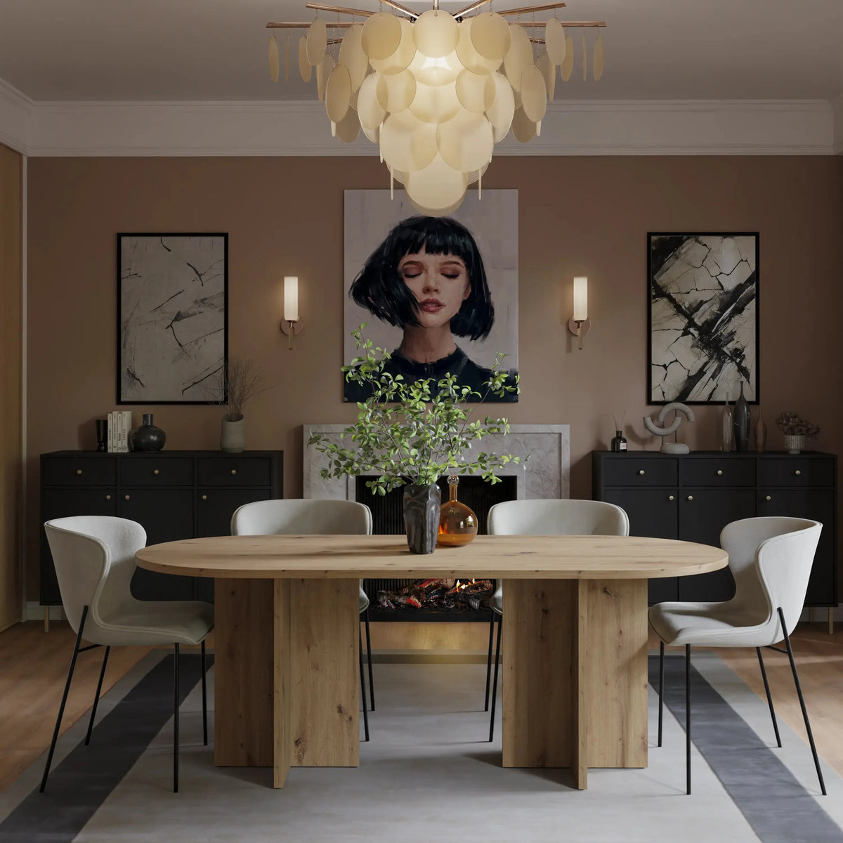 Stół LOEN 204x90 cm Dąb Artisan Owalny Stół do Jadalni i Salonu Milo Furniture