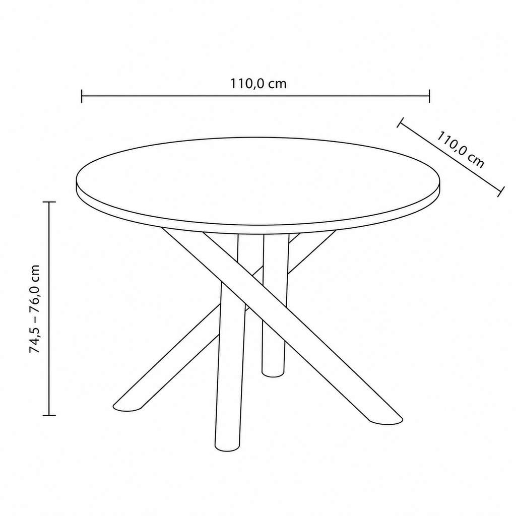 Stół Okrągły OSLO 110cm Jesion Portland – Nowoczesny Stół dla 4 Osób